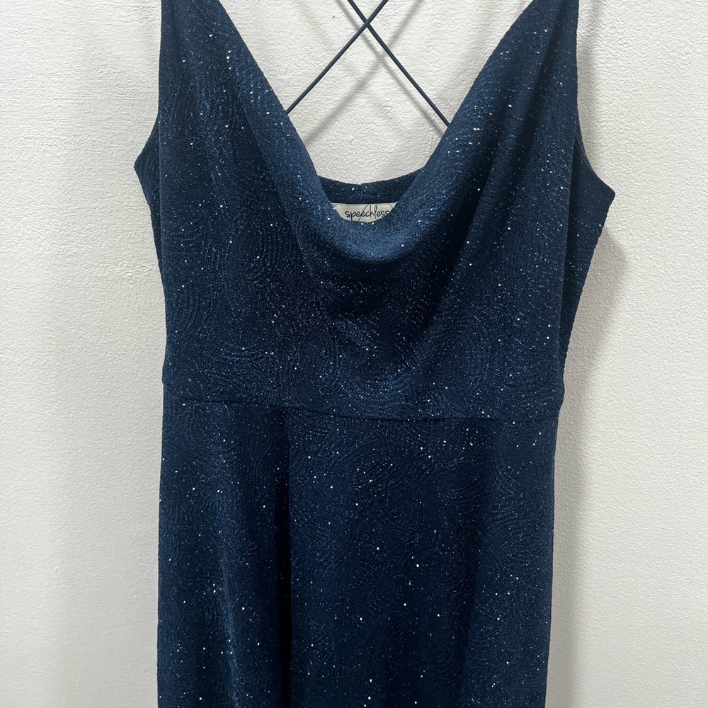 Speechless Blue Cowl Neck Spaghetti Strap Sundress